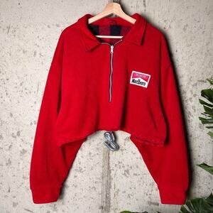 Marlboro Reversible Flannel XL Super Cropped DIY Fleece